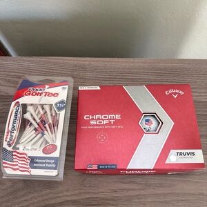 Callaway Chrome Soft Red Golf Balls with USA Golf Tees